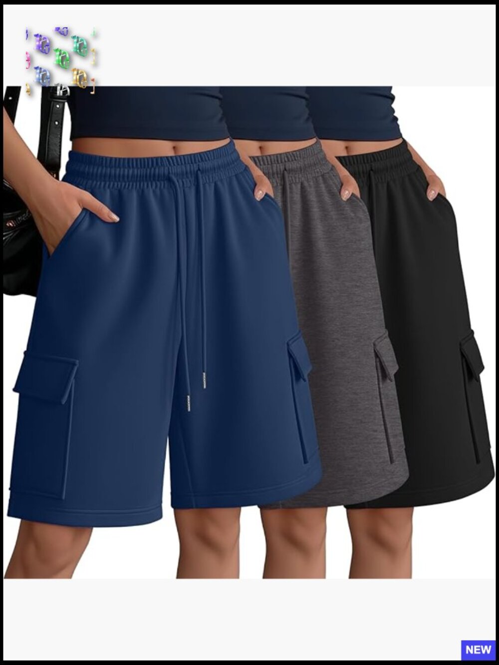 Oversized Cargo Sweat Shorts Drawstring Waist Loose Fit Lounge Workout
